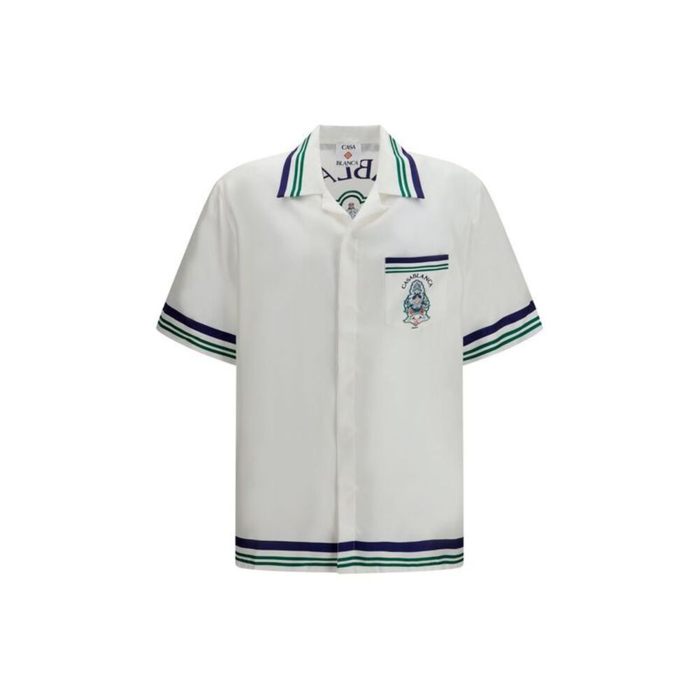 Casablanca White Silk Shortsleeve Men's Shirt